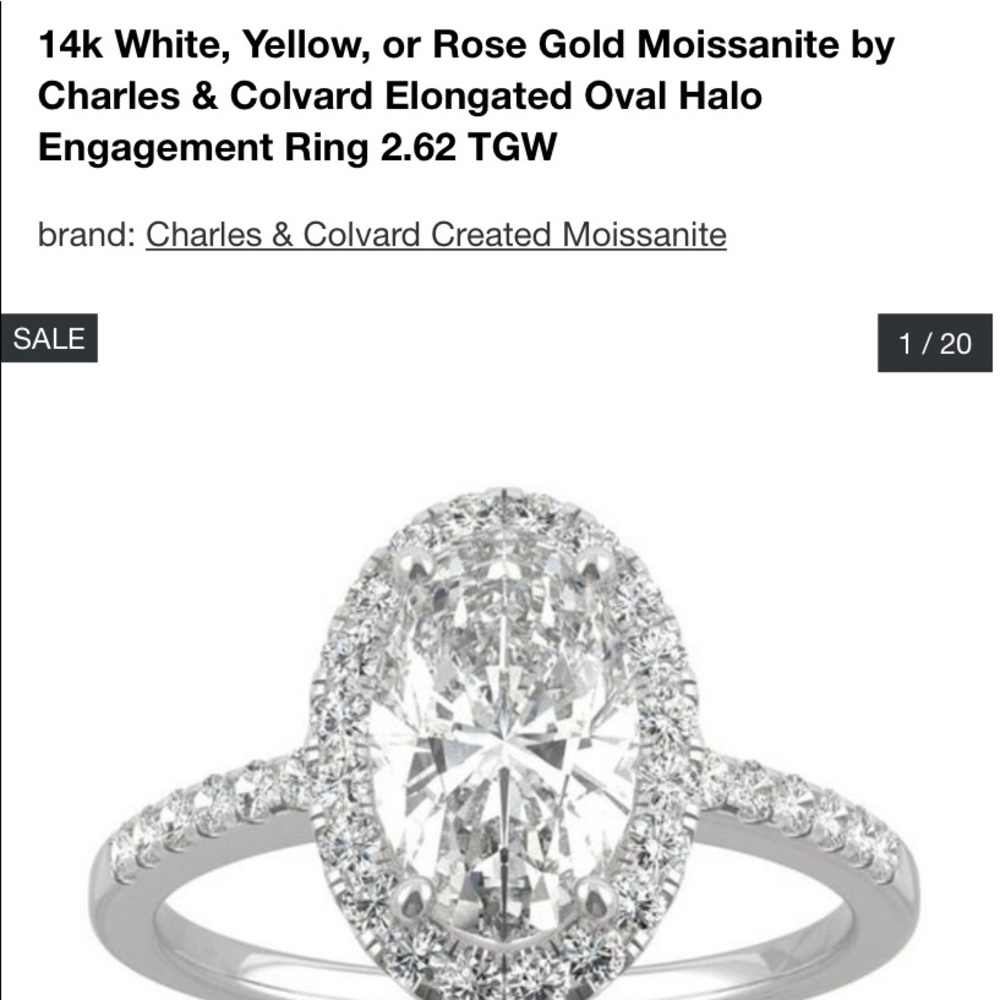 Charles&Colvard 2.62 Oval halo engagement ring (BRAND NEW)